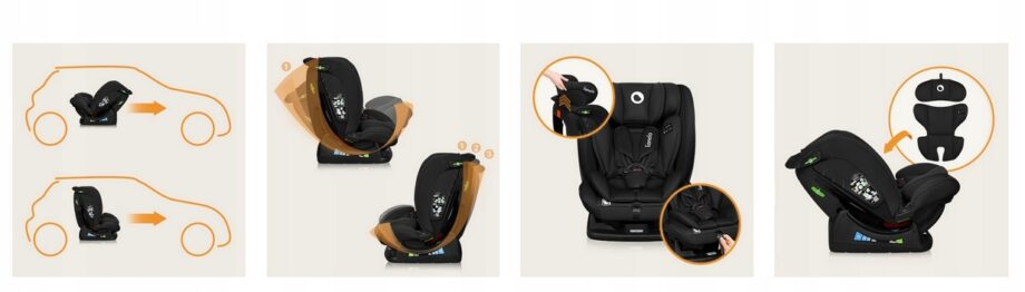 LIONELO FOTELIK SAMOCHODOWY IZZY I-SIZE OD 40-150CM 0-36KG CZARNY