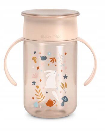 SUAVINEX KUBEK TRENINGOWY DO NAUKI PICIA 360 WONDERLAND RÓŻ 340ML 12M+