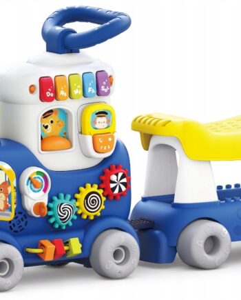DUMEL JEŹDZIK POCIĄG Z WAGONIKIEM 4W1 4 SPOSOBY ZABAWY 12M+ NIEBIESKI