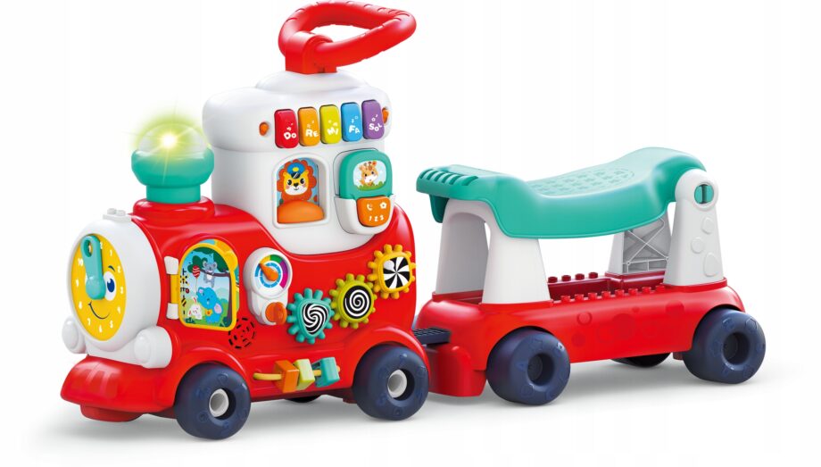 DUMEL JEŹDZIK POCIĄG Z WAGONIKIEM 4W1 4 SPOSOBY ZABAWY 12M+