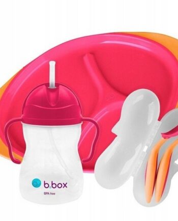 B.box ZESTAW DO KARMIENIA BLW TALERZ SZTUĆCE BIDON OD 6M+ Strawberry