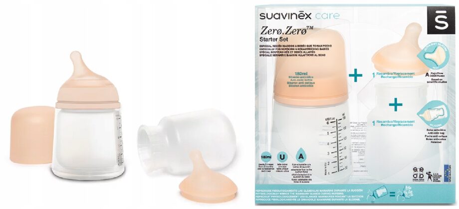 SUAVINEX ZESTAW STARTOWY ZERO ZERO 180ML REGULOWAN