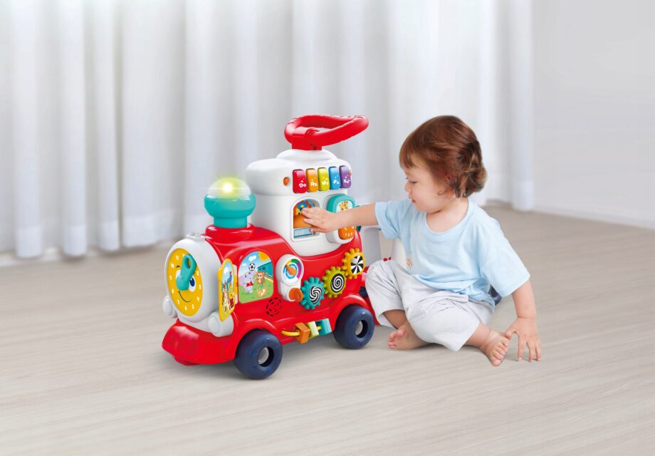 DUMEL JEŹDZIK POCIĄG Z WAGONIKIEM 4W1 4 SPOSOBY ZABAWY 12M+