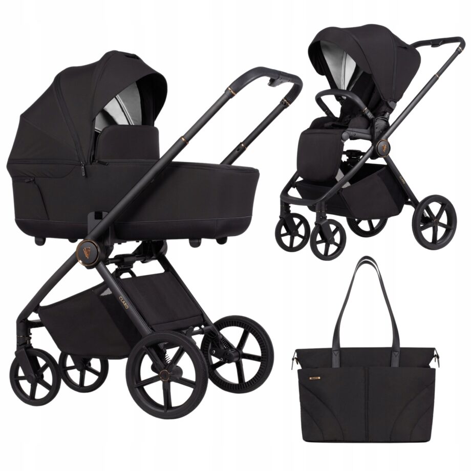 VENICCI WÓZEK DZIECIĘCY WIELOFUNKCYJNY 2w1 CLARO NOIR + TORBA + ŚPIWÓR
