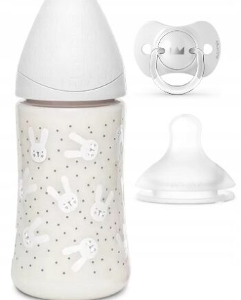 SUAVINEX BUTELKA 270ML HYGGE KRÓLIK + SMOCZEK SX PRO + SMOCZEK 0-6M SZARA