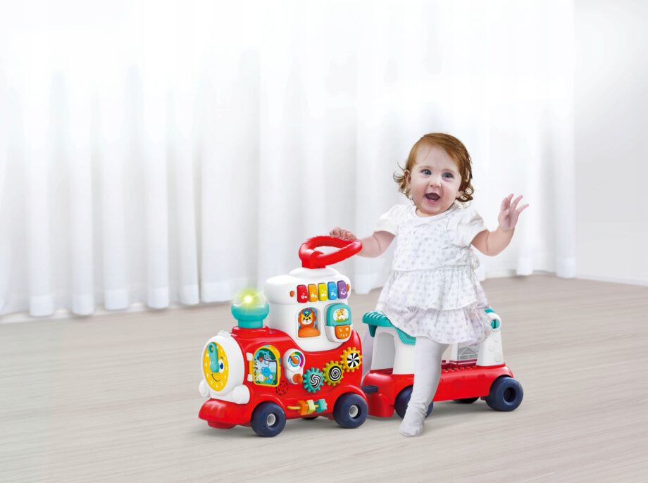 DUMEL JEŹDZIK POCIĄG Z WAGONIKIEM 4W1 4 SPOSOBY ZABAWY 12M+